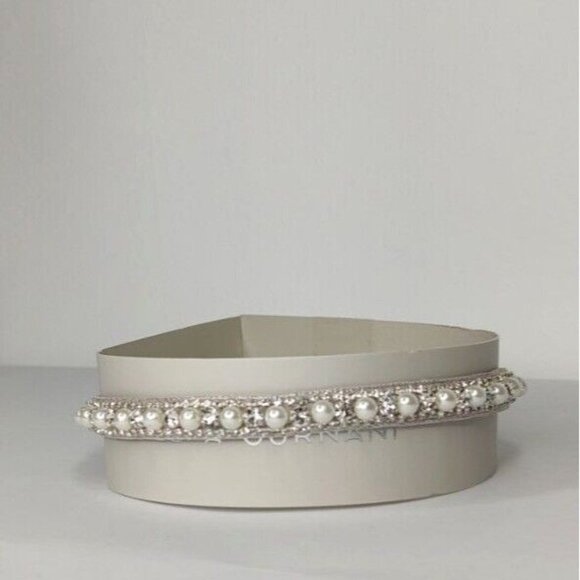 Anthropologie Deepa Gurnani Headband Pearls Crystals Silver Bridal Stace… - Picture 7 of 12